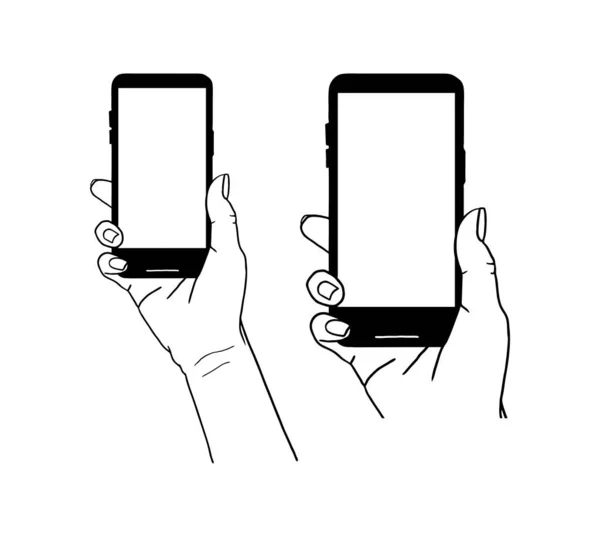 手描き黒線画のスマートフォン — ストックベクタ