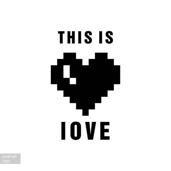 Pixel Arte Negro Icono Corazón Esto Amor — Archivo Imágenes Vectoriales