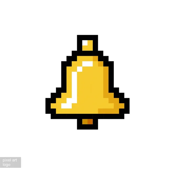 Pixel Art Golden Bell Icon — Stock Vector