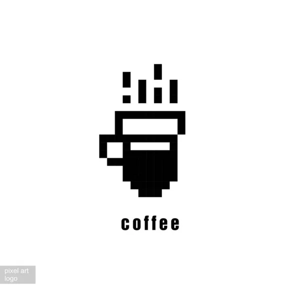 Pixel Art Ikon Kávé Egy Pohárban — Stock Vector