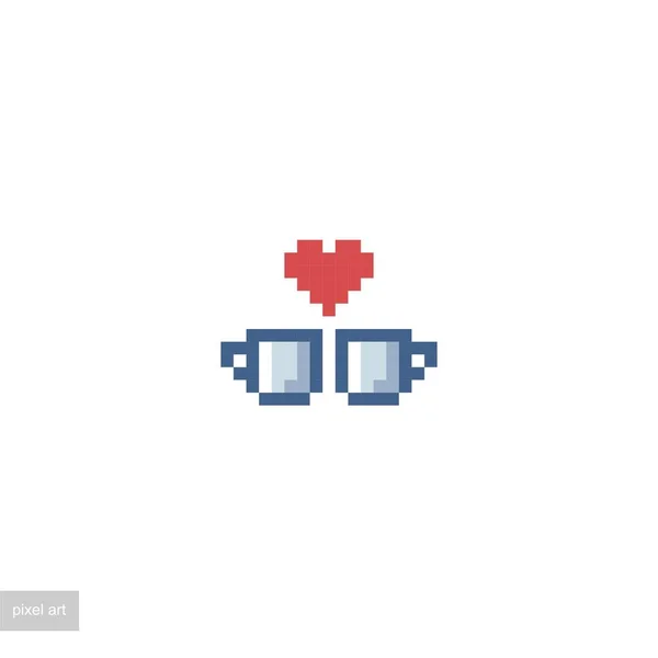 Pixel Art Icon Small Heart Cups — Stock Vector