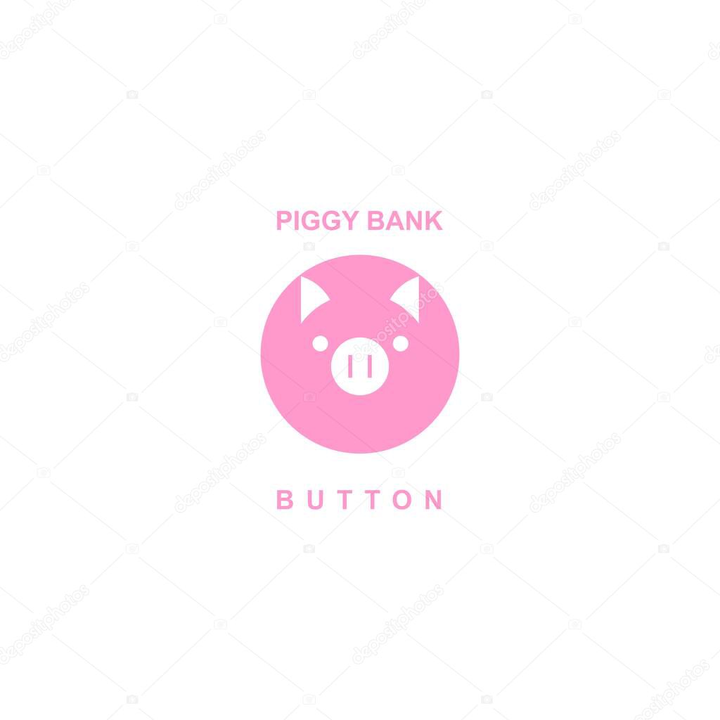 Pig piggy bank pink button
