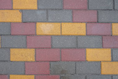 Parktaki yoldaki renkli ıslak fayansların soyut arkaplanı