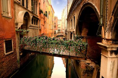 Lovely bridge in a canal of Venice clipart