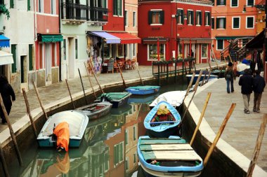 Canals and streets of Burano island clipart