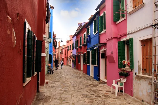 Casas de colores en Isla de Burano — Foto de Stock
