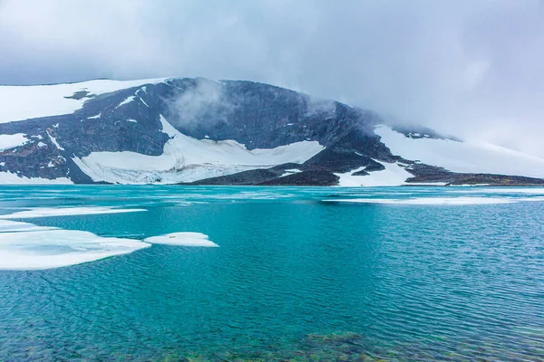 Galdhopiggen Innevato Estate Jotunheimen Lom Norvegia Montagna Più Grande Più — Foto Stock