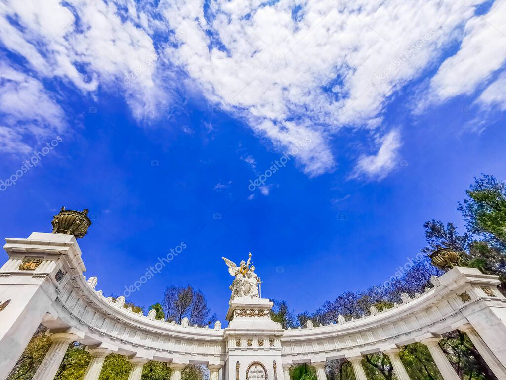 Hemiciclo a Benito Juarez an architectural masterpiece archway in the Alameda Central park and center of Mexico City in Mexico.