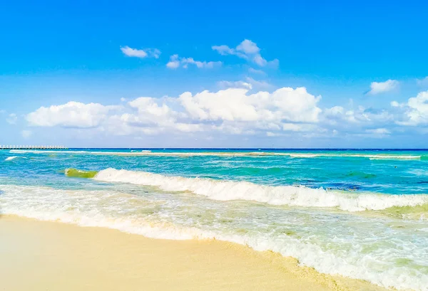 Tropisch Mexicaans Strand Landschap Panorama Met Helder Turquoise Blauw Water — Stockfoto