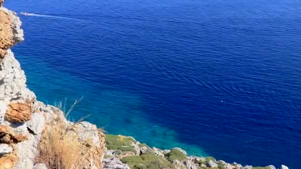 Anthony Quinn Bay Met Turquoise Helder Water Faliraki Rhodos Griekenland — Stockvideo