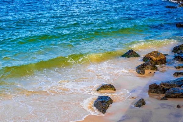 Flamengo Beach Blue Water Marine Rocks Boulders Waves Guanabara Bay — Foto Stock