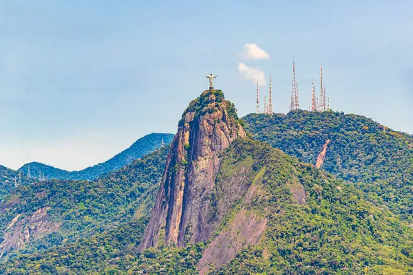 Cristo Redentore Sul Corcovado Vista Panoramica Sulle Montagne Foreste Dell — Foto Stock