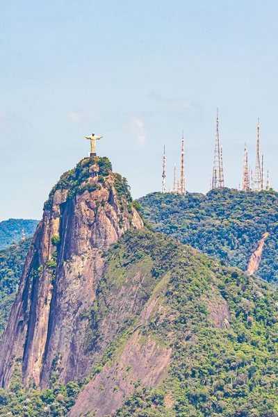 Cristo Redentor Corcovado Widok Góry Lasy Alto Boa Vista Rio — Zdjęcie stockowe
