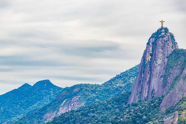 Cristo Redentore Sul Corcovado Vista Panoramica Sulle Montagne Foreste Dell — Foto Stock