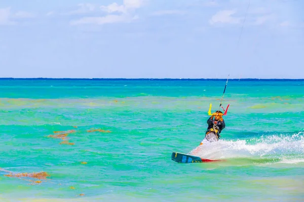 Playa Del Mexico Водные Виды Спорта Такие Кайтсерфинг Вейкборде Тропическом — стоковое фото