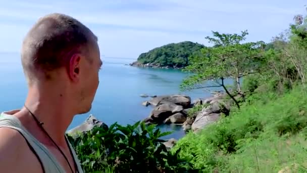 Turysta Dowcip Fantastyczny Widok Panoramiczny Silver Beach Koh Samui — Wideo stockowe