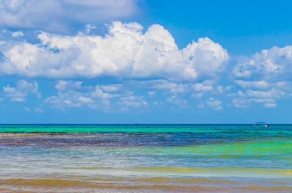 Barche Yacht Tra Isola Cozumel Spiaggia Tropicale Messicana Vista Panoramica — Foto Stock