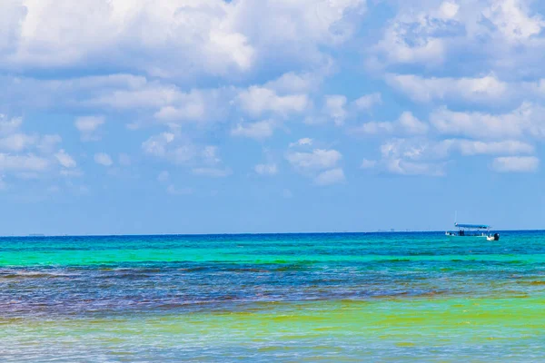 Barcos Yates Entre Isla Cozumel Panorama Playa Tropical Mexicana Desde — Foto de Stock