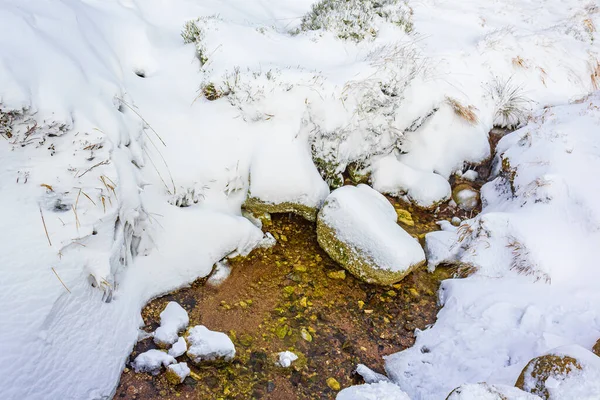 Havazott Jeges Gőz Folyó Táj Brocken Hegy Harz Hegyek Wernigerode — Stock Fotó