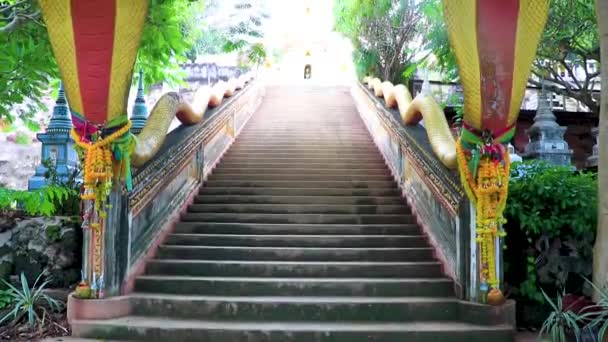 Escadas Com Cobras Para Wat Sila Ngu Templo Jaidee Chedi — Vídeo de Stock