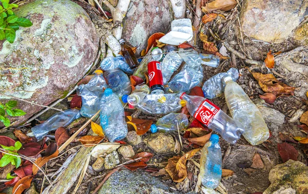 Khao Lak Tayland 09. Şubat 2020 Kıyı şeridi ve sahil manzarasında çöp ve kirlilik Khao Lak Phang-nga Tayland 'daki Lam ru Lamru Milli Parkı manzarası.