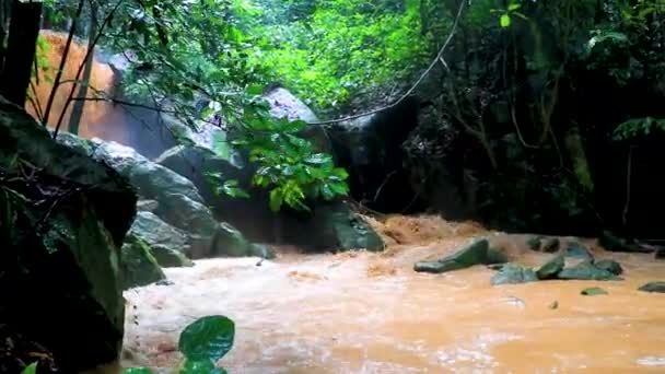 Wang Sao Thong Vodopád Tropickém Deštném Pralese Koh Samui Thajsko — Stock video