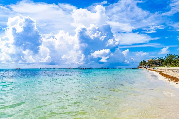 Вид Тропический Мексиканский Пляж Бирюзовой Голубой Водой Playa Пунта Эсмеральда — стоковое фото