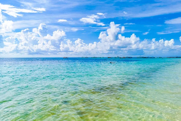 Vista Panorámica Playa Tropical Mexicana Con Agua Azul Turquesa Desde — Foto de Stock