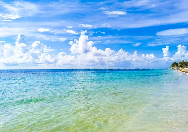 Vista Panorâmica Praia Tropical Mexicana Com Água Azul Turquesa Playa — Fotografia de Stock