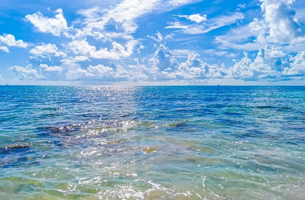 Tropisch Mexicaans Strand Panoramisch Uitzicht Met Turquoise Blauw Helder Water — Stockfoto