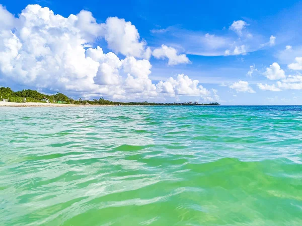 Вид Тропический Мексиканский Пляж Бирюзовой Голубой Водой Playa Пунта Эсмеральда — стоковое фото