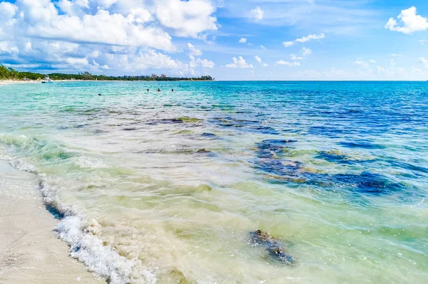 Вид Тропический Мексиканский Пляж Плайя Пунта Эсмеральда Плайя Дель Кармен — стоковое фото
