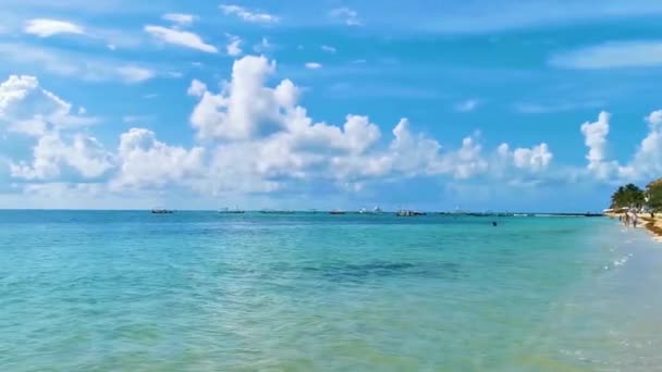 Vista Panorámica Playa Tropical Mexicana Con Agua Azul Turquesa Desde — Vídeos de Stock