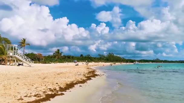 Playa Del Carmen Setembro 2021 Vista Panorâmica Praia Tropical Mexicana — Vídeo de Stock