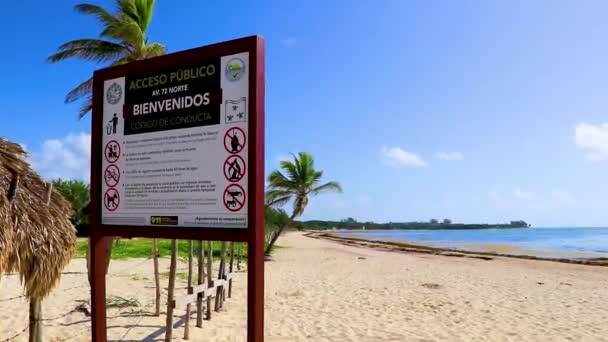 Playa Del Camen Meco 2021年8月プラヤデルカーメンの熱帯メキシコビーチプレヤ88の入り口にようこそボードとサインメキシコ — ストック動画