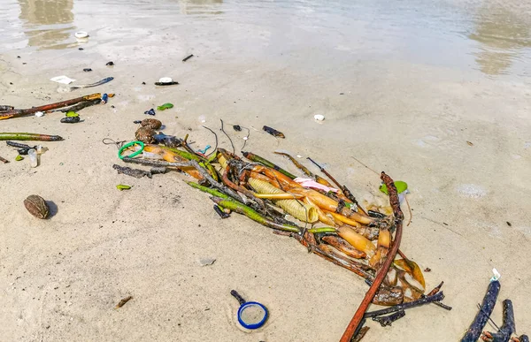 Stranded Lavou Louça Lixo Plástico Lixo Poluição Areia Praia Botafogo — Fotografia de Stock