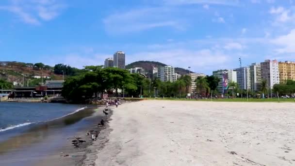 Botafogo Beach Brazil October 2020 Cristo Redentor Corcovado Mountain Panorama — Stock Video