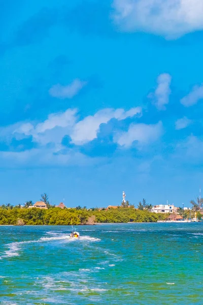 Panorama Krajobraz Pięknej Wyspie Holbox Portu Wsi Turkusowej Wody Quintana — Zdjęcie stockowe