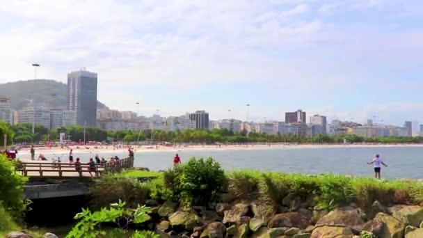 Rio Janeiro Brazil October 2020 Flamengo Beach Natural Seascape Panorama — Stock Video