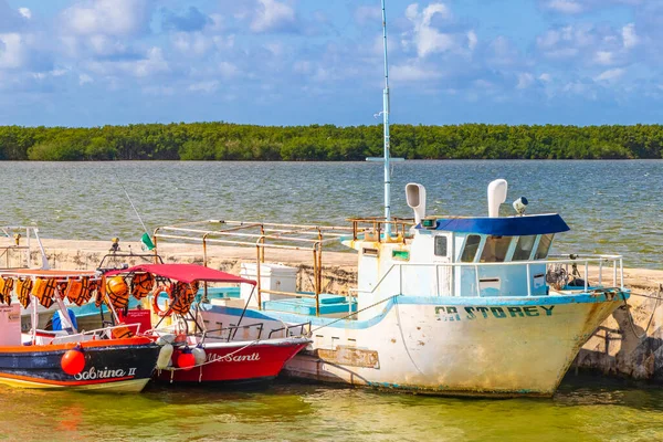 Chiquil Mexico December 2021 Panorama Landscape View Beautiful Chiquila Boats — стокове фото