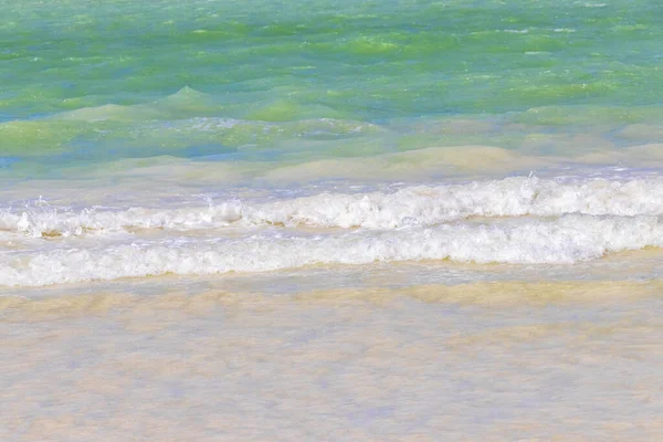 Panorama Landscape View Beautiful Holbox Island Sandbank Beach Waves Turquoise — Stock Photo, Image