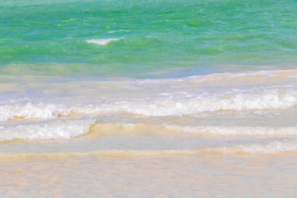 Panorama Landscape View Beautiful Holbox Island Sandbank Beach Waves Turquoise — Stock Photo, Image