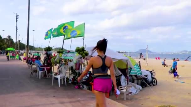 Rio Janeiro Brazil October 2020 People Tourist Palm Trees Aai — Stock video