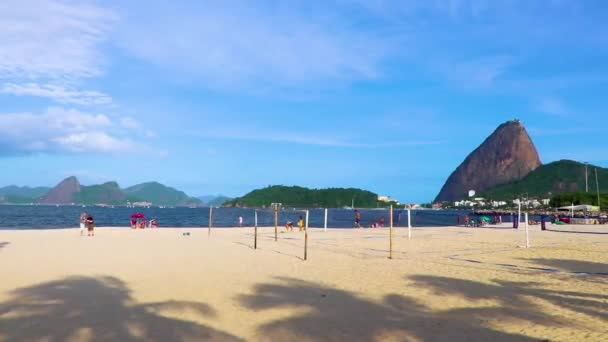 ジャネイロ18 2020年10月 シュガーローフシュガーローフ山パオデアクカルパノラマビューとリオデジャネイロのフラメンゴビーチの街並みブラジル — ストック動画