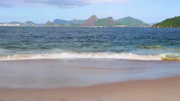 Vista Panorámica Del Paisaje Marino Natural Playa Flamengo Paisaje Urbano — Vídeos de Stock