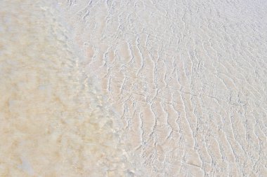 Texture of clear sandbank water on the beautiful Holbox island beach in Quintana Roo Mexico.