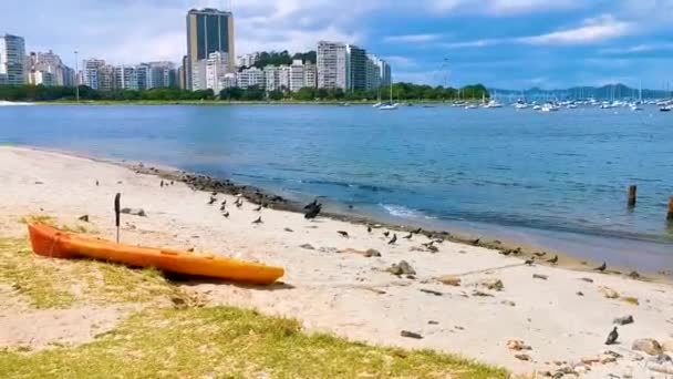 Beach Mountain Panorama View Cityscape Botafogo Rio Janeiro Brazil — Stock Video