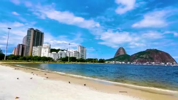 Sugarloaf Sugar Loaf Mountain Aucar Panorama View Cityscape Urca Village — Stock Video