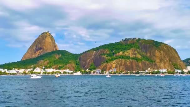 Sugarloaf Sugar Loaf Mountain Aucar Panorama View Cityscape Urca Village — Stock Video