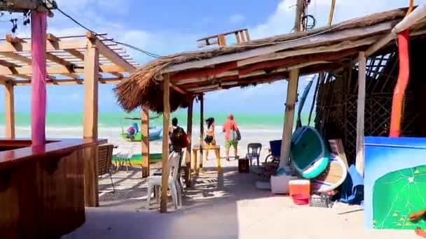 Holbox Mexico December 2021 People Walk Entrance Panorama Landscape View — Stock Video